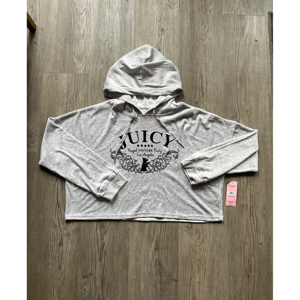 NWT Juicy Couture Women's Lounge Hoodie Cropped Grey Size Large